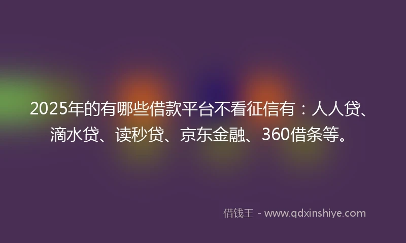 2025年的有哪些借款平台不看征信有：人人贷、滴水贷、读秒贷、京东金融、360借条等。