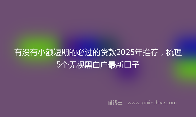 有没有小额短期的必过的贷款2025年推荐，梳理5个无视黑白户最新口子