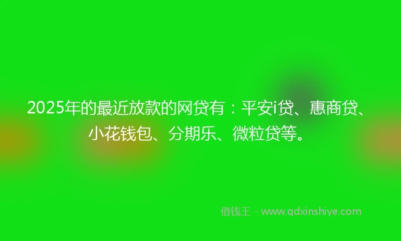 2025年的最近放款的网贷有：平安i贷、惠商贷、小花钱包、分期乐、微粒贷等。