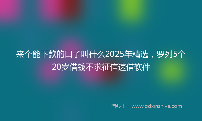 来个能下款的口子叫什么2025年精选，罗列5个20岁借钱不求征信速借软件