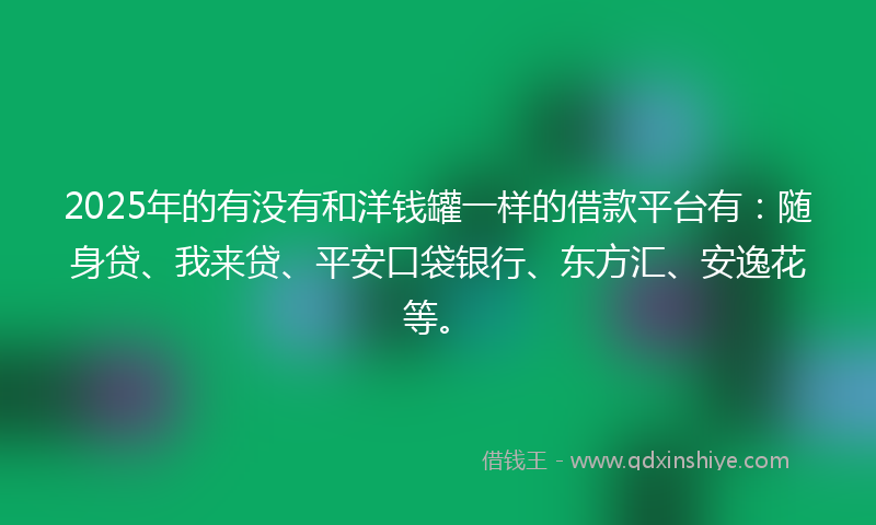 2025年的有没有和洋钱罐一样的借款平台有：随身贷、我来贷、平安口袋银行、东方汇、安逸花等。