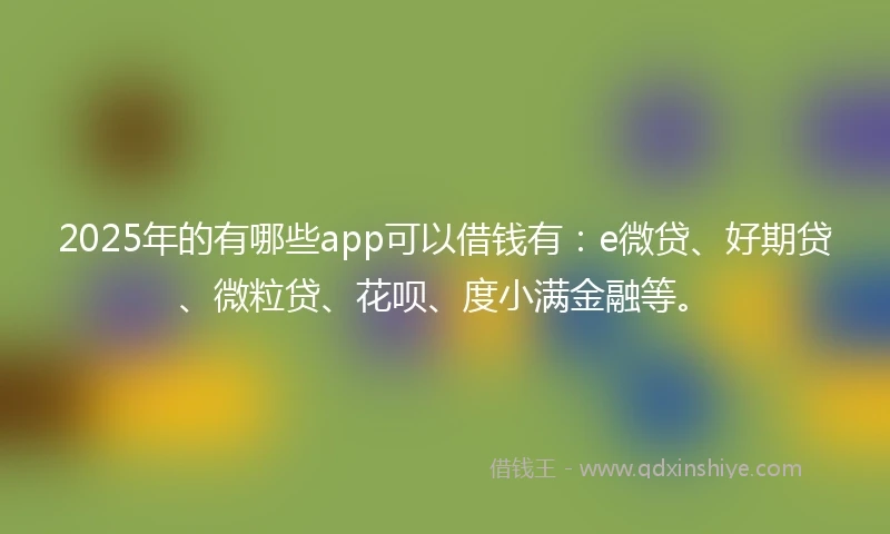 2025年的有哪些app可以借钱有：e微贷、好期贷、微粒贷、花呗、度小满金融等。
