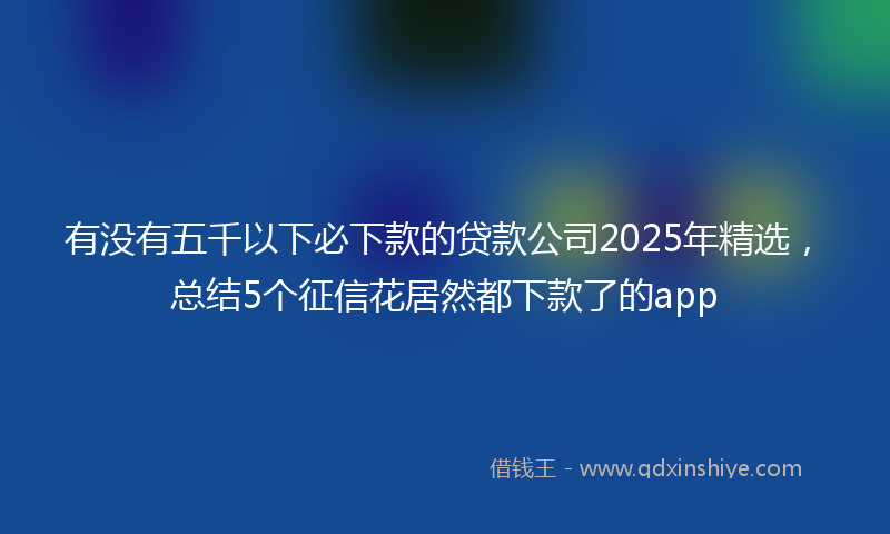 有没有五千以下必下款的贷款公司2025年精选，总结5个征信花居然都下款了的app