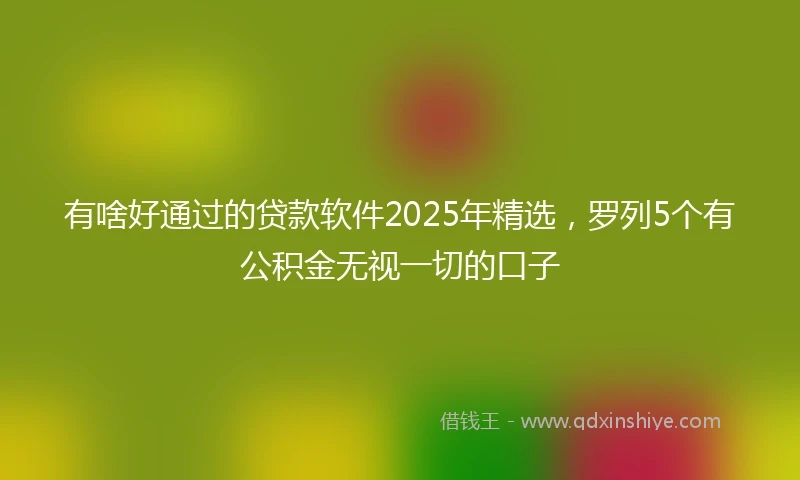 有啥好通过的贷款软件2025年精选，罗列5个有公积金无视一切的口子