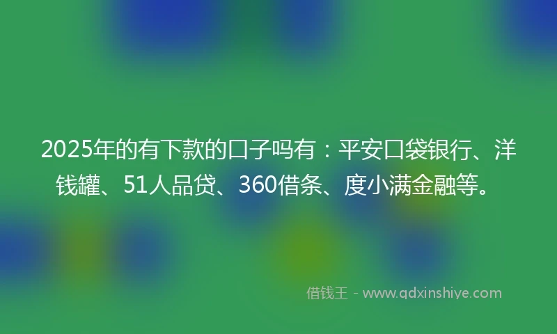 2025年的有下款的口子吗有：平安口袋银行、洋钱罐、51人品贷、360借条、度小满金融等。