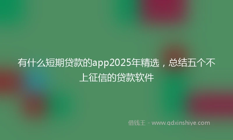 有什么短期贷款的app2025年精选，总结五个不上征信的贷款软件