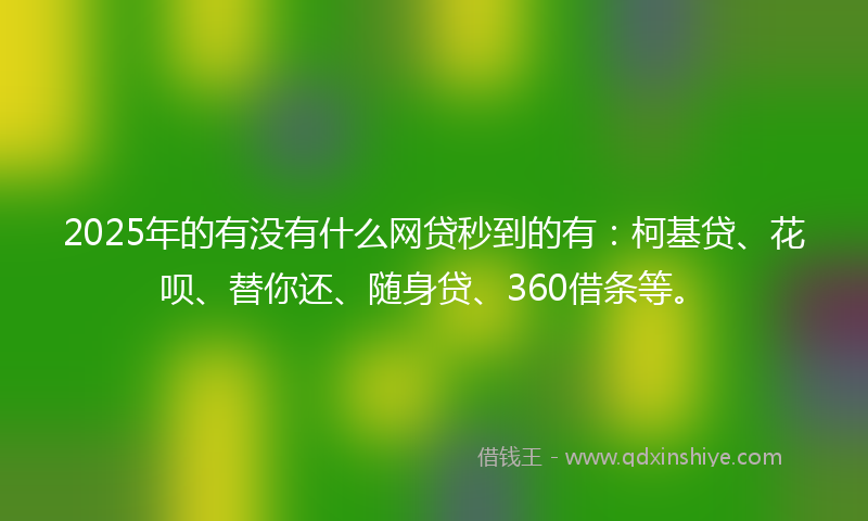 2025年的有没有什么网贷秒到的有：柯基贷、花呗、替你还、随身贷、360借条等。