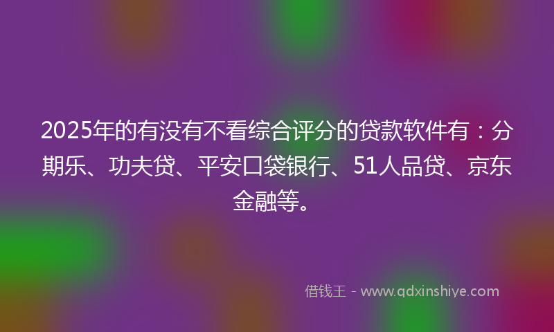 2025年的有没有不看综合评分的贷款软件有：分期乐、功夫贷、平安口袋银行、51人品贷、京东金融等。