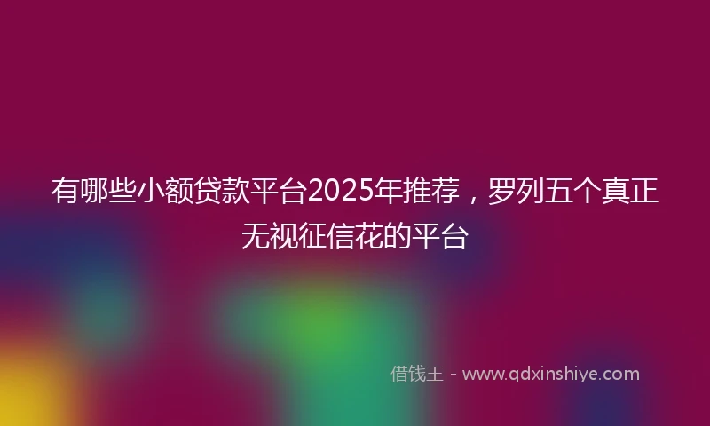 有哪些小额贷款平台2025年推荐，罗列五个真正无视征信花的平台