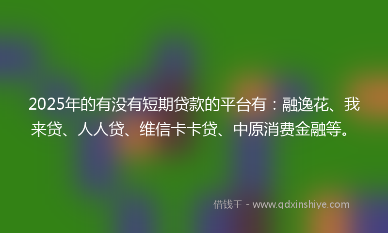 2025年的有没有短期贷款的平台有：融逸花、我来贷、人人贷、维信卡卡贷、中原消费金融等。