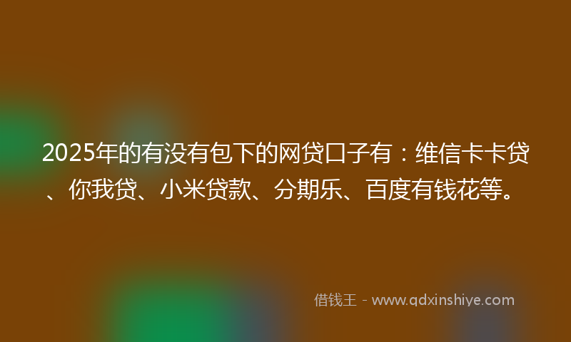 2025年的有没有包下的网贷口子有：维信卡卡贷、你我贷、小米贷款、分期乐、百度有钱花等。