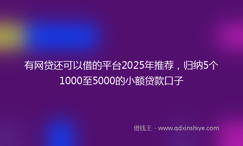 有网贷还可以借的平台2025年推荐，归纳5个1000至5000的小额贷款口子