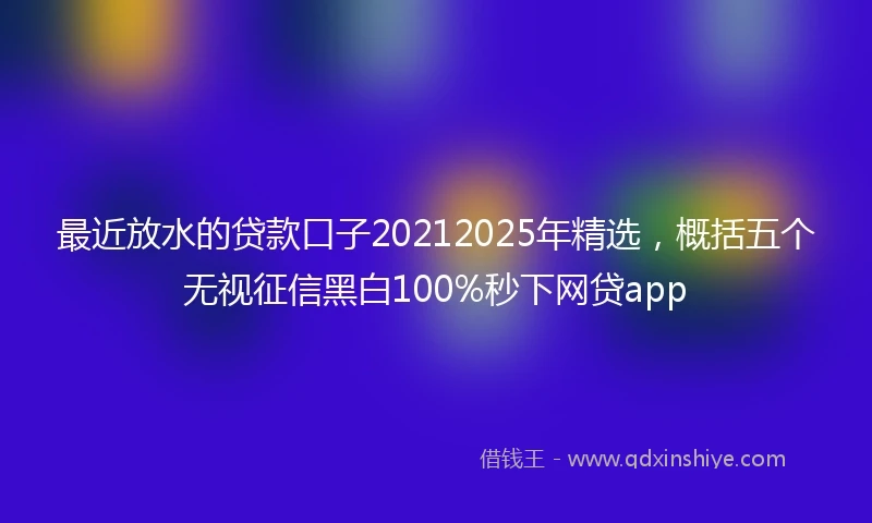最近放水的贷款口子20212025年精选，概括五个无视征信黑白100%秒下网贷app