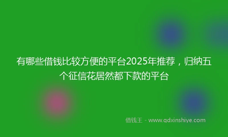 有哪些借钱比较方便的平台2025年推荐，归纳五个征信花居然都下款的平台