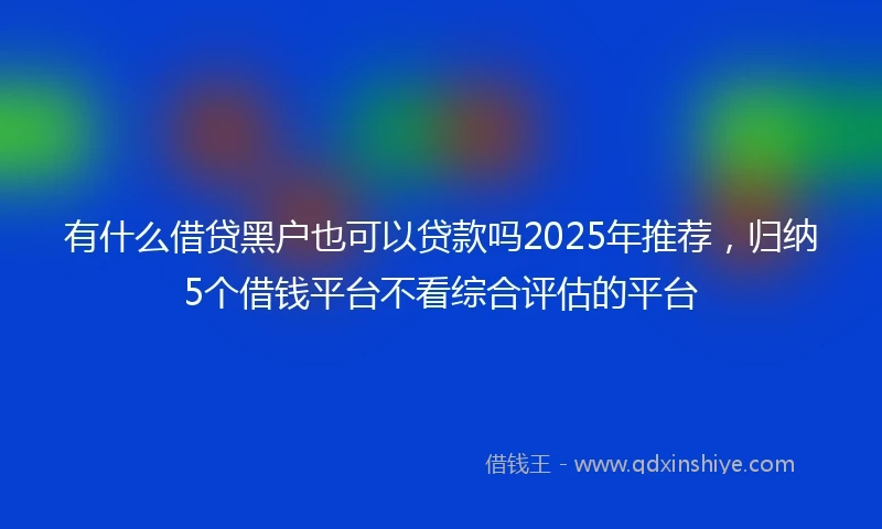 有什么借贷黑户也可以贷款吗2025年推荐，归纳5个借钱平台不看综合评估的平台