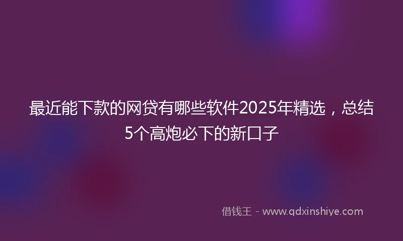 最近能下款的网贷有哪些软件2025年精选，总结5个高炮必下的新口子