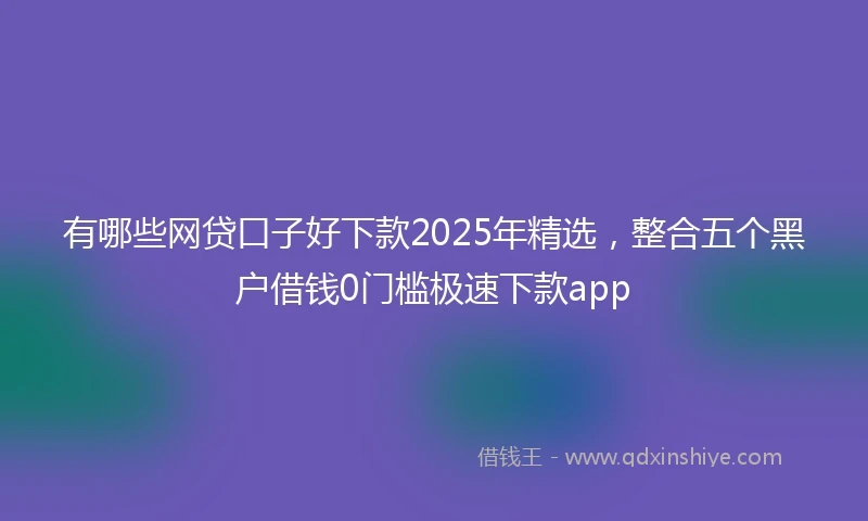 有哪些网贷口子好下款2025年精选，整合五个黑户借钱0门槛极速下款app