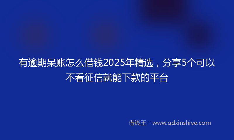有逾期呆账怎么借钱2025年精选，分享5个可以不看征信就能下款的平台