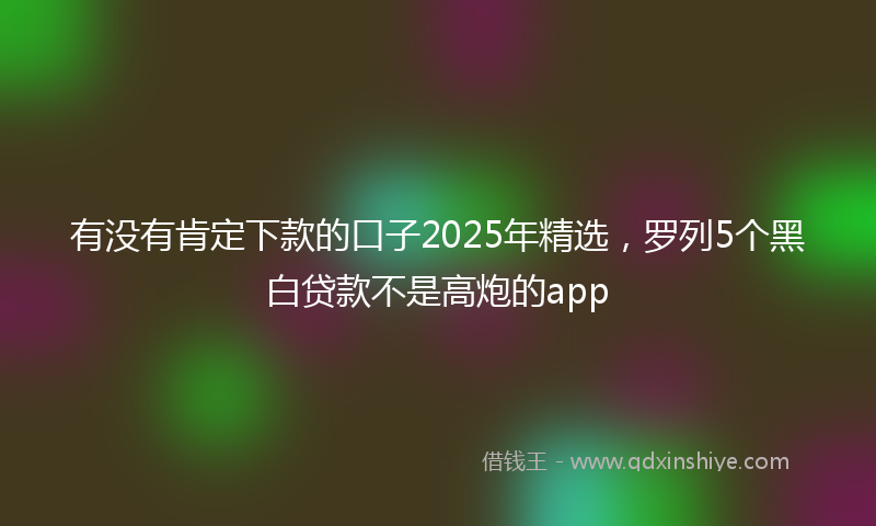 有没有肯定下款的口子2025年精选，罗列5个黑白贷款不是高炮的app