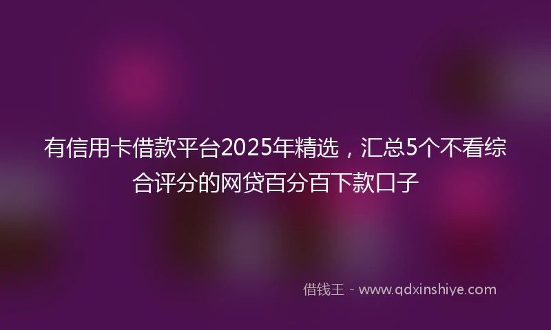 有信用卡借款平台2025年精选，汇总5个不看综合评分的网贷百分百下款口子