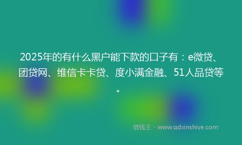 2025年的有什么黑户能下款的口子有：e微贷、团贷网、维信卡卡贷、度小满金融、51人品贷等。
