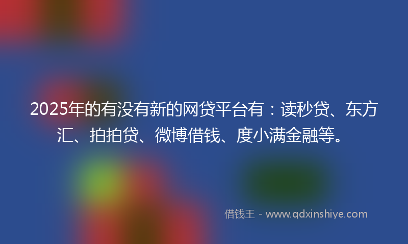 2025年的有没有新的网贷平台有：读秒贷、东方汇、拍拍贷、微博借钱、度小满金融等。