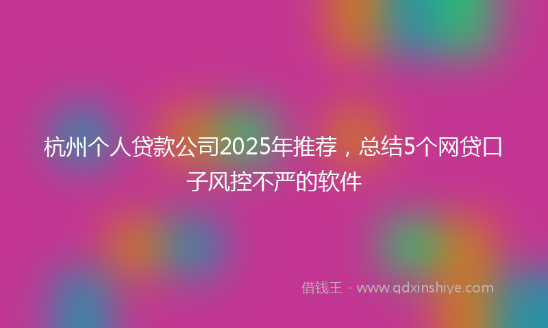杭州个人贷款公司2025年推荐，总结5个网贷口子风控不严的软件