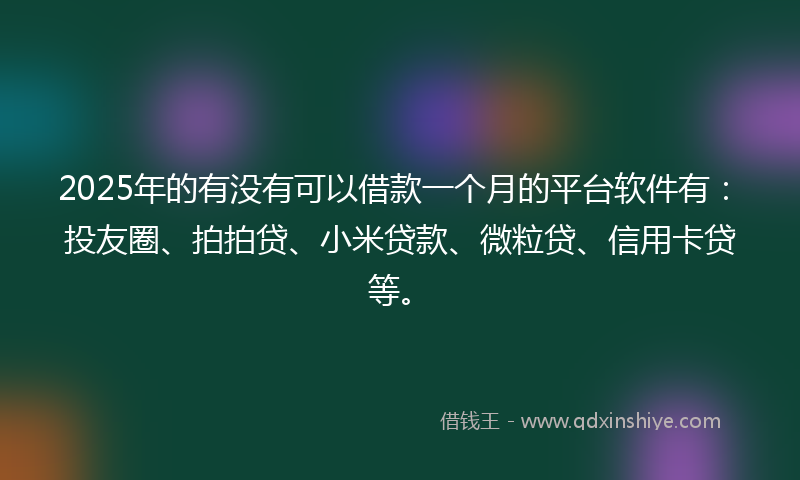 2025年的有没有可以借款一个月的平台软件有：投友圈、拍拍贷、小米贷款、微粒贷、信用卡贷等。