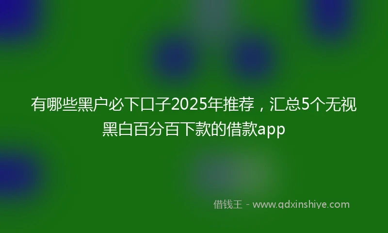 有哪些黑户必下口子2025年推荐，汇总5个无视黑白百分百下款的借款app
