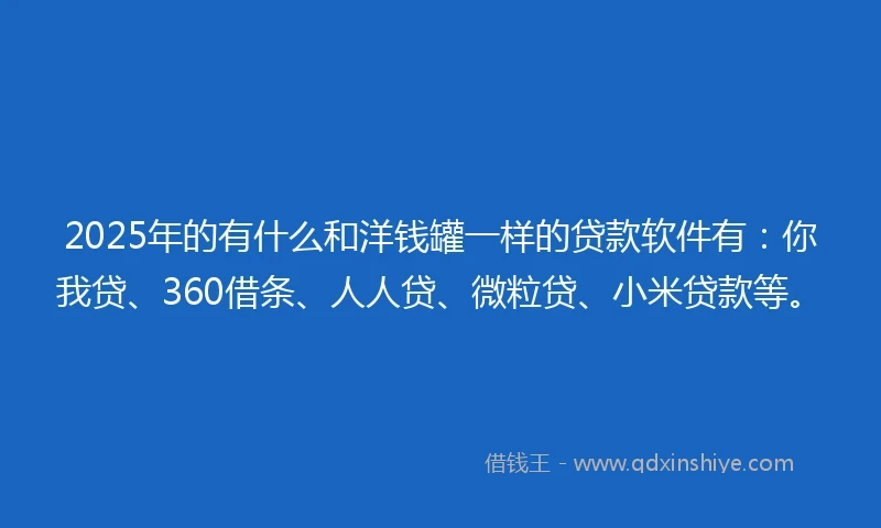 2025年的有什么和洋钱罐一样的贷款软件有：你我贷、360借条、人人贷、微粒贷、小米贷款等。