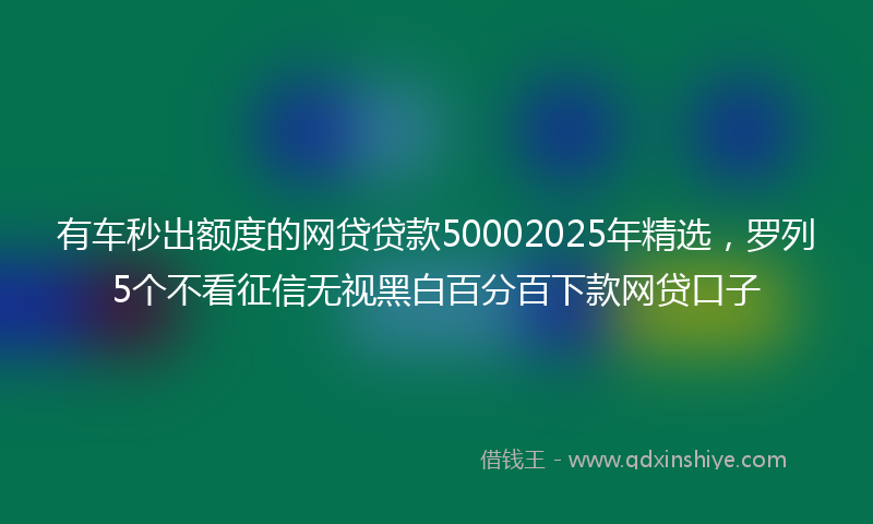 有车秒出额度的网贷贷款50002025年精选，罗列5个不看征信无视黑白百分百下款网贷口子