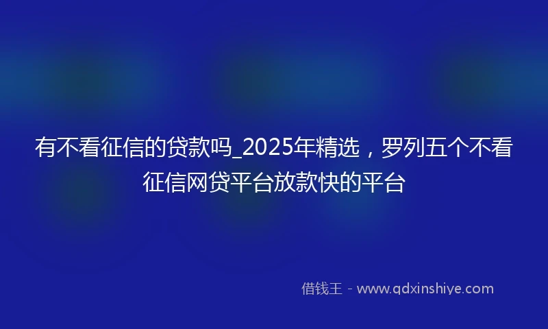 有不看征信的贷款吗_2025年精选，罗列五个不看征信网贷平台放款快的平台