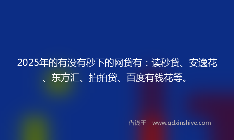 2025年的有没有秒下的网贷有：读秒贷、安逸花、东方汇、拍拍贷、百度有钱花等。