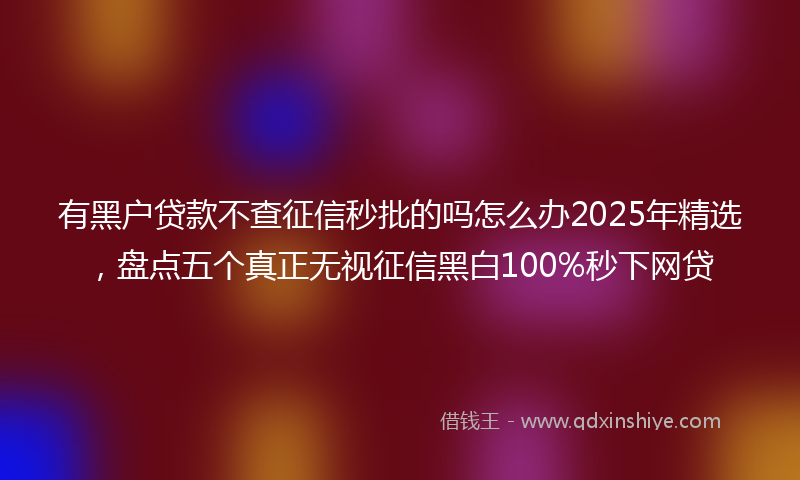 有黑户贷款不查征信秒批的吗怎么办2025年精选，盘点五个真正无视征信黑白100%秒下网贷