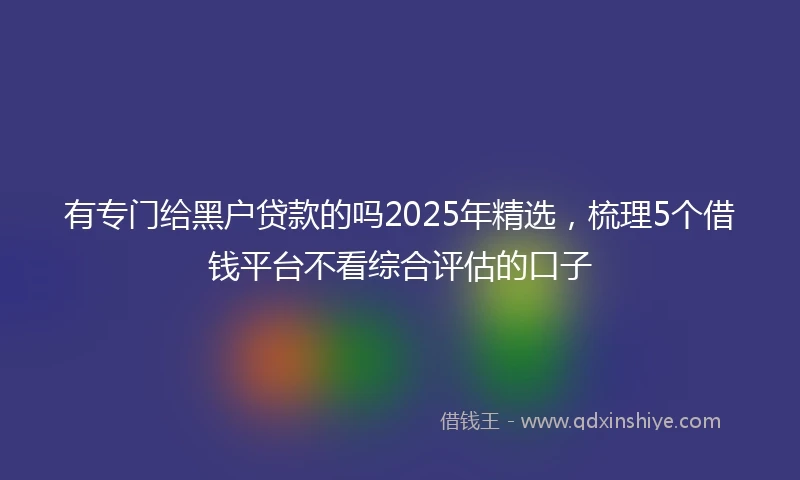 有专门给黑户贷款的吗2025年精选，梳理5个借钱平台不看综合评估的口子