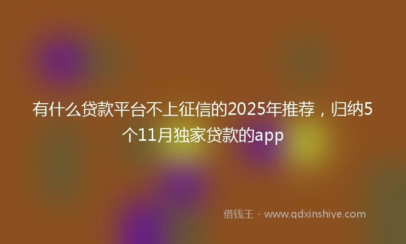 有什么贷款平台不上征信的2025年推荐，归纳5个11月独家贷款的app