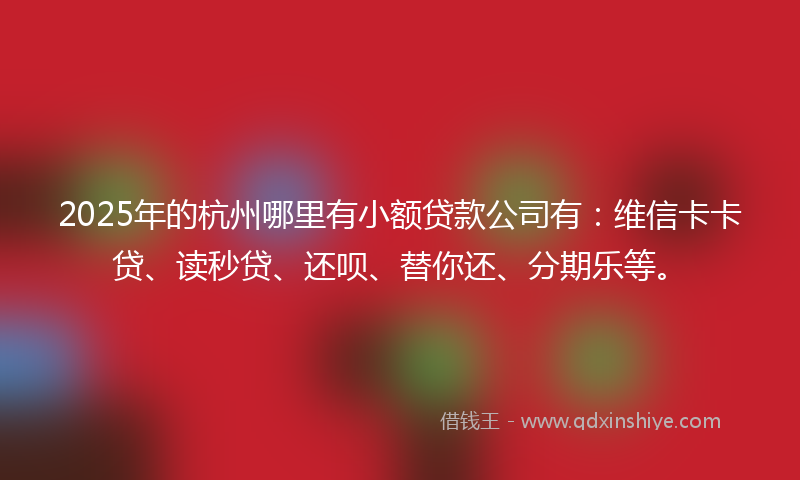 2025年的杭州哪里有小额贷款公司有：维信卡卡贷、读秒贷、还呗、替你还、分期乐等。