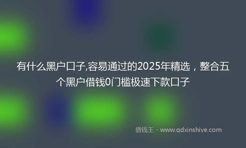 有什么黑户口子,容易通过的2025年精选，整合五个黑户借钱0门槛极速下款口子