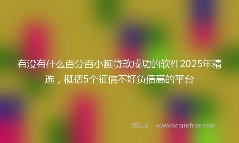 有没有什么百分百小额贷款成功的软件2025年精选，概括5个征信不好负债高的平台