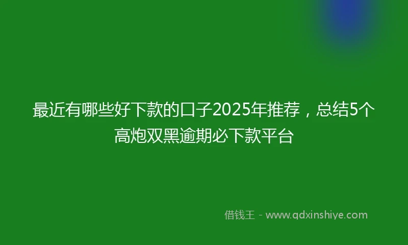 最近有哪些好下款的口子2025年推荐，总结5个高炮双黑逾期必下款平台