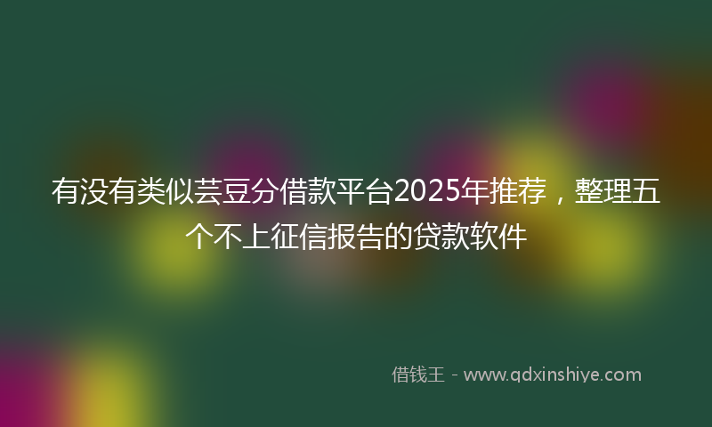有没有类似芸豆分借款平台2025年推荐，整理五个不上征信报告的贷款软件