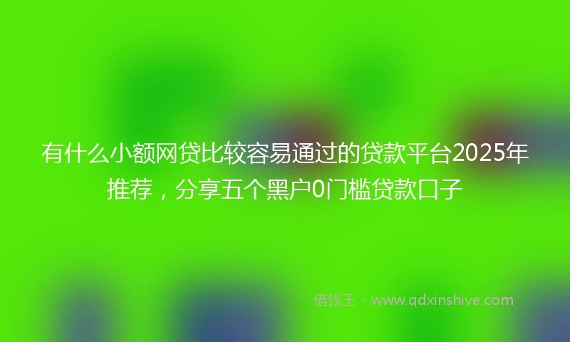 有什么小额网贷比较容易通过的贷款平台2025年推荐，分享五个黑户0门槛贷款口子