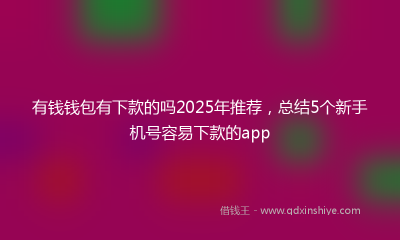 有钱钱包有下款的吗2025年推荐，总结5个新手机号容易下款的app