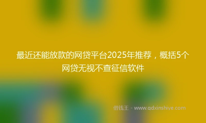 最近还能放款的网贷平台2025年推荐，概括5个网贷无视不查征信软件