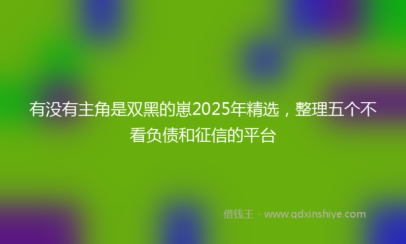 有没有主角是双黑的崽2025年精选，整理五个不看负债和征信的平台