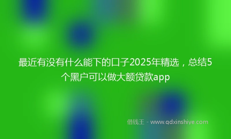 最近有没有什么能下的口子2025年精选，总结5个黑户可以做大额贷款app