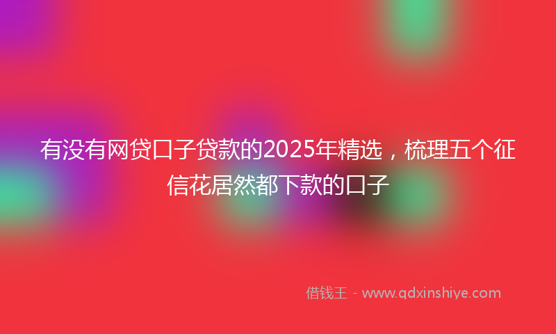 有没有网贷口子贷款的2025年精选，梳理五个征信花居然都下款的口子