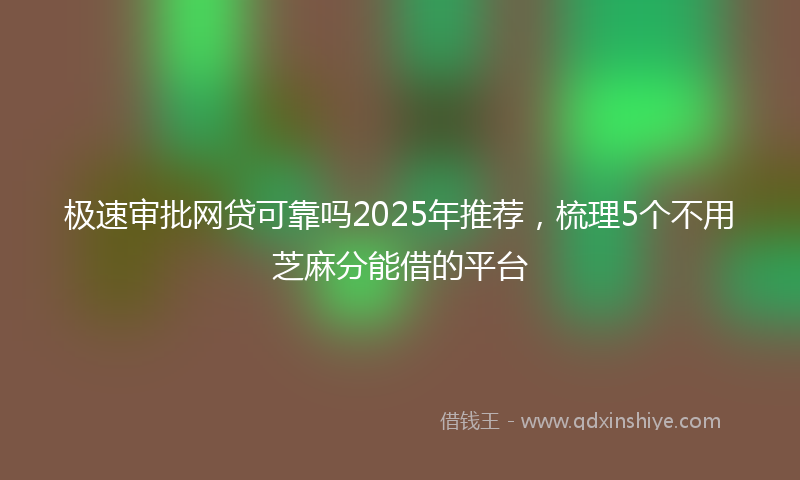 极速审批网贷可靠吗2025年推荐，梳理5个不用芝麻分能借的平台