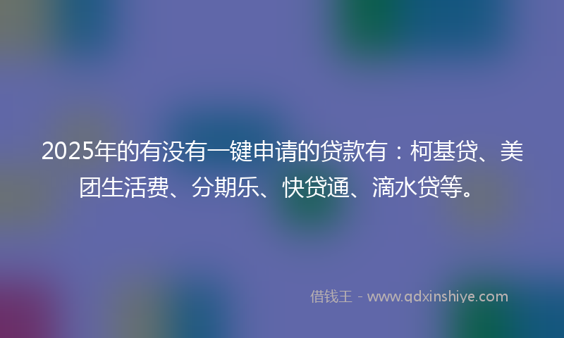 2025年的有没有一键申请的贷款有：柯基贷、美团生活费、分期乐、快贷通、滴水贷等。