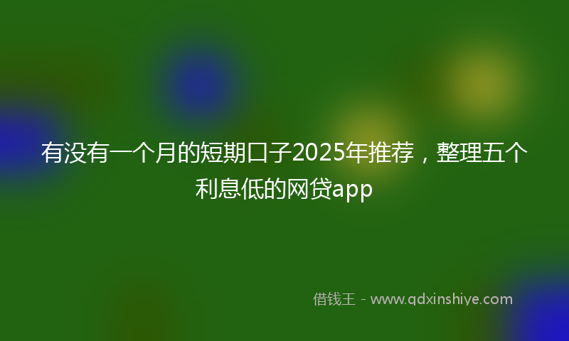 有没有一个月的短期口子2025年推荐，整理五个利息低的网贷app